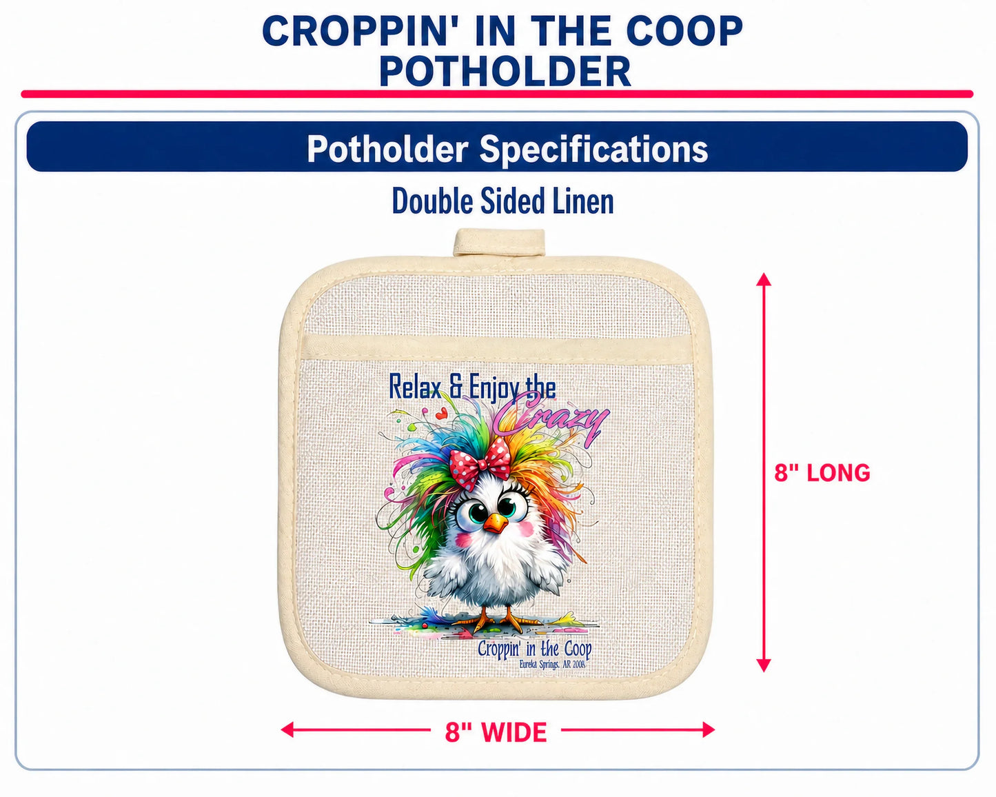 Croppin' in the Coop pot holder specifications