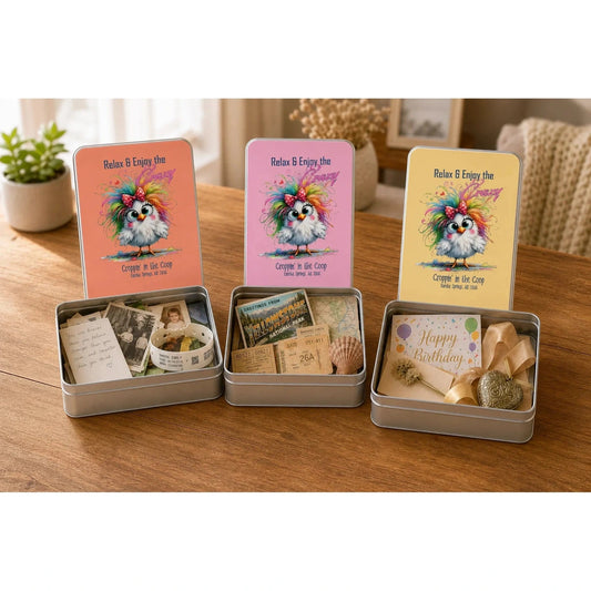 Croppin' in the Coop keepsake tin cases