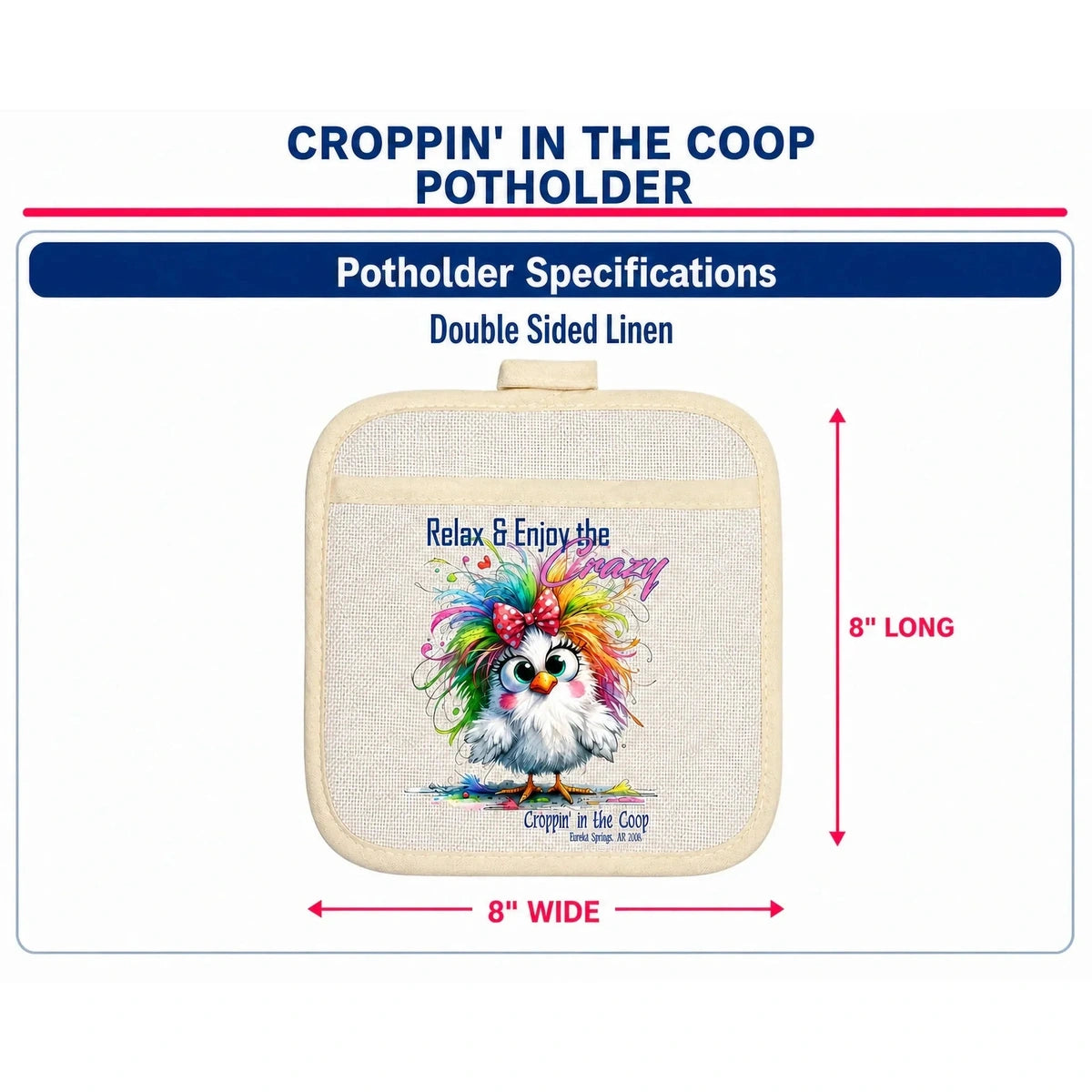 Croppin' in the Coop pot holder specifications