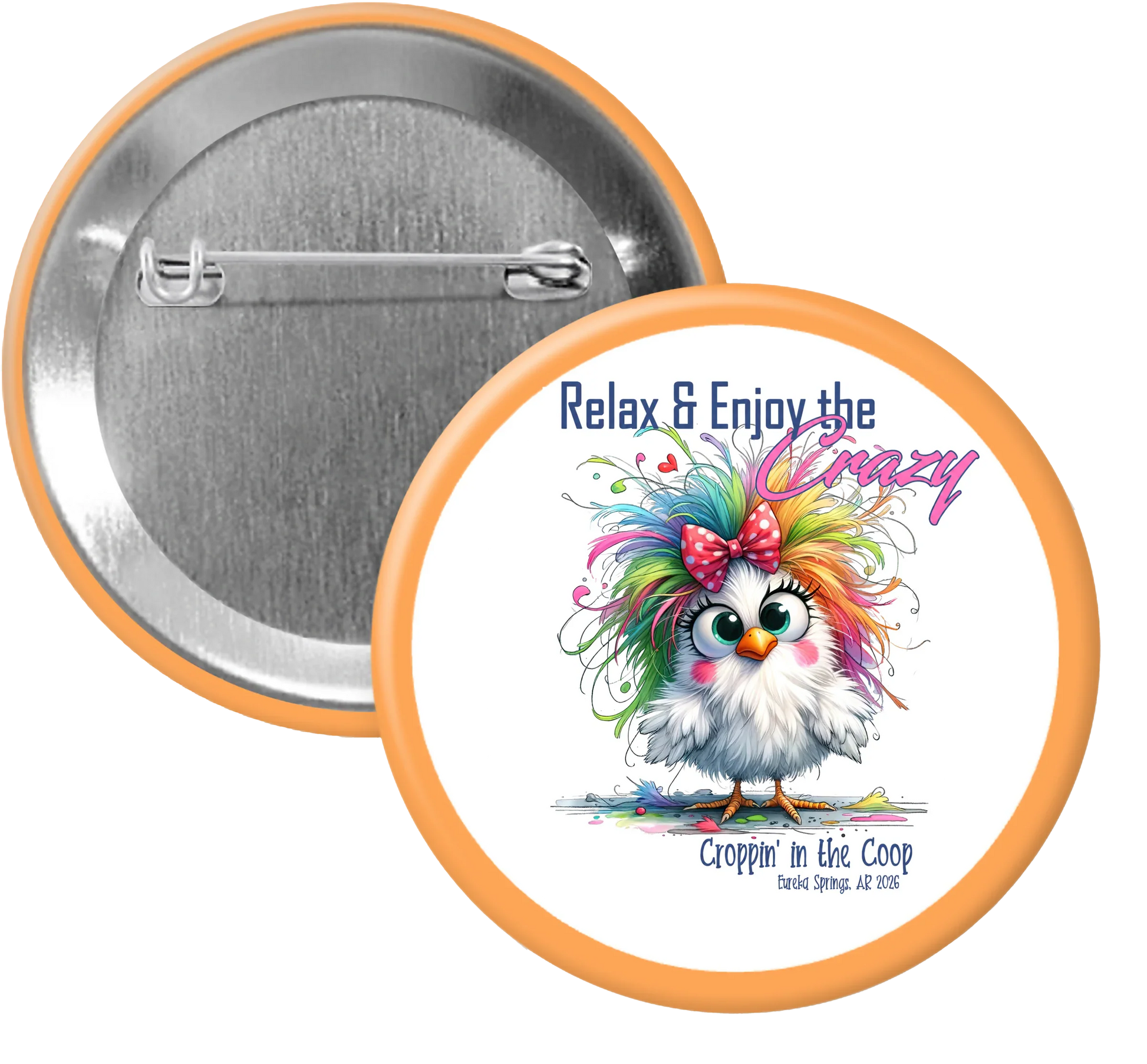 Croppin' in the Coop orange button