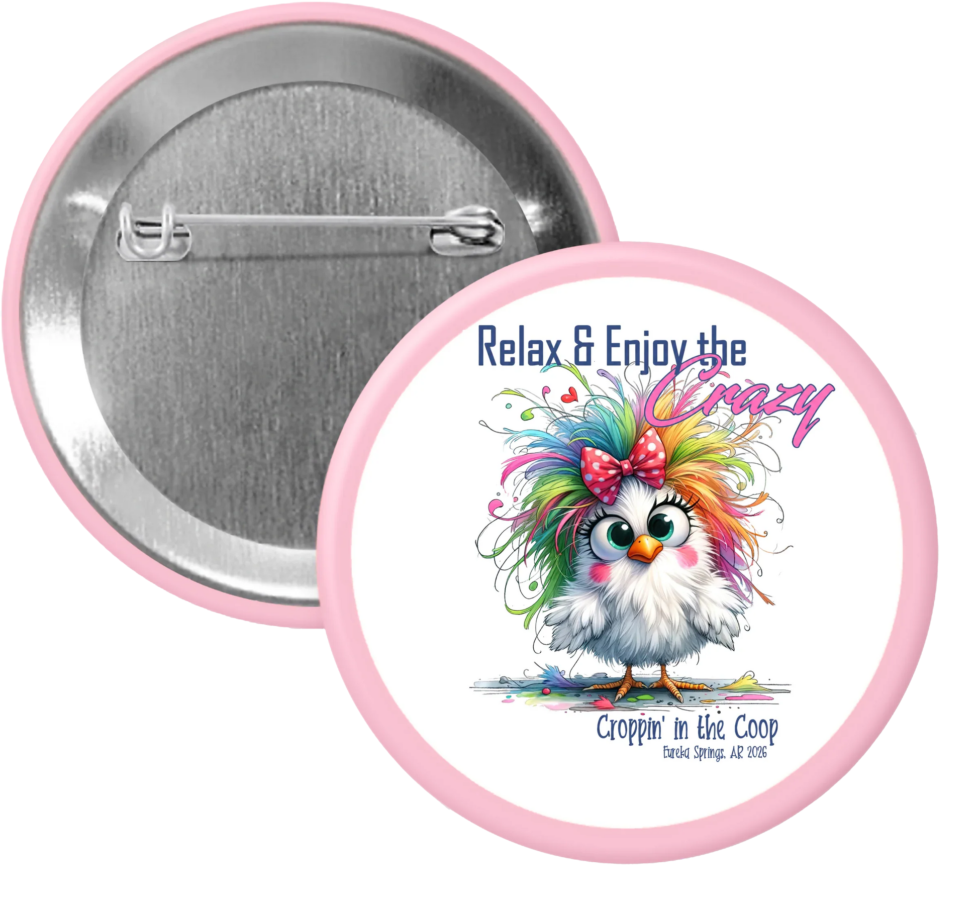 Croppin' in the Coop pink button
