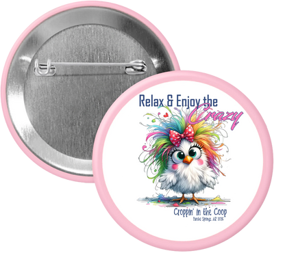 Croppin' in the Coop pink button
