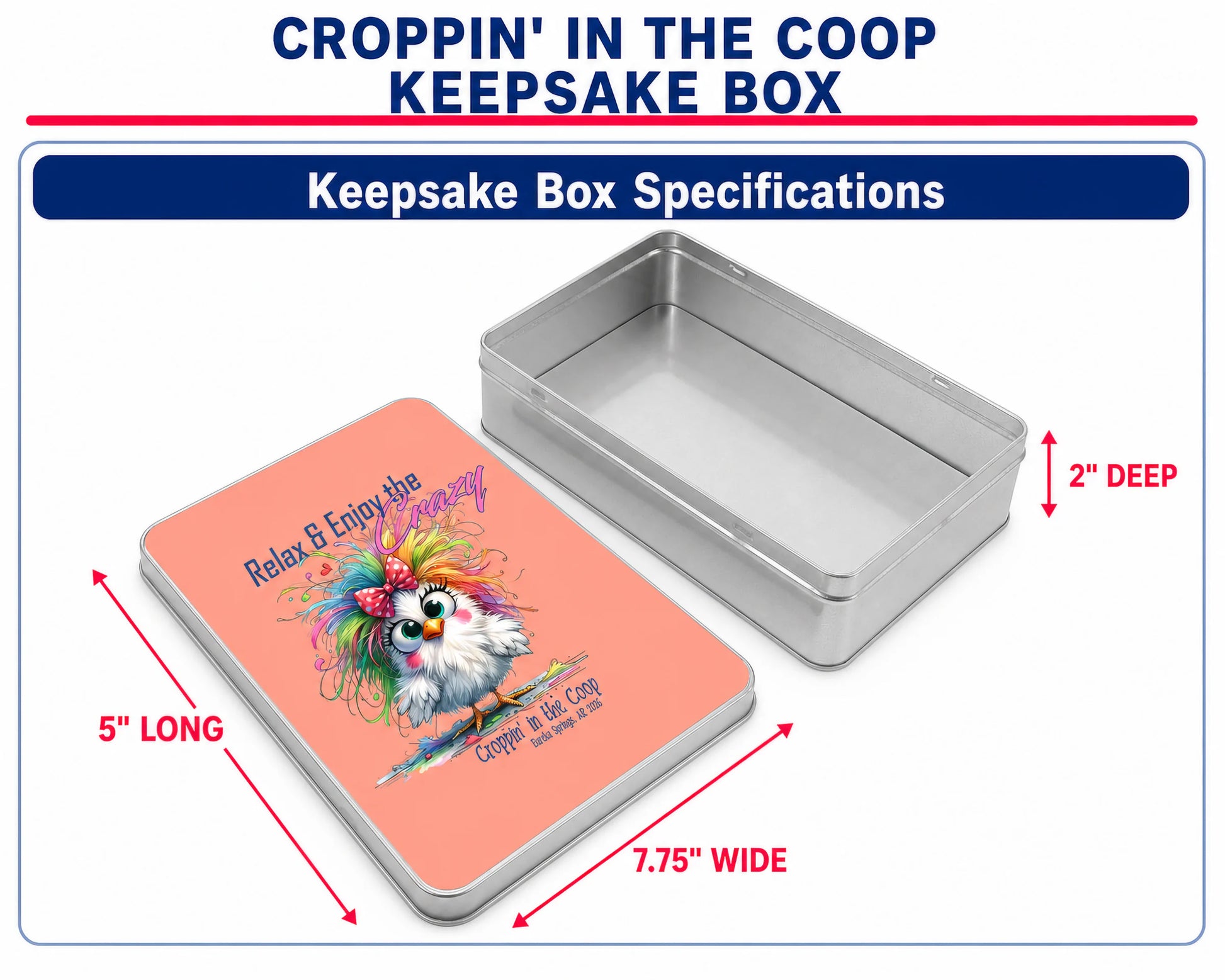 Croppin' in the Coop keepsake tin case specifications
