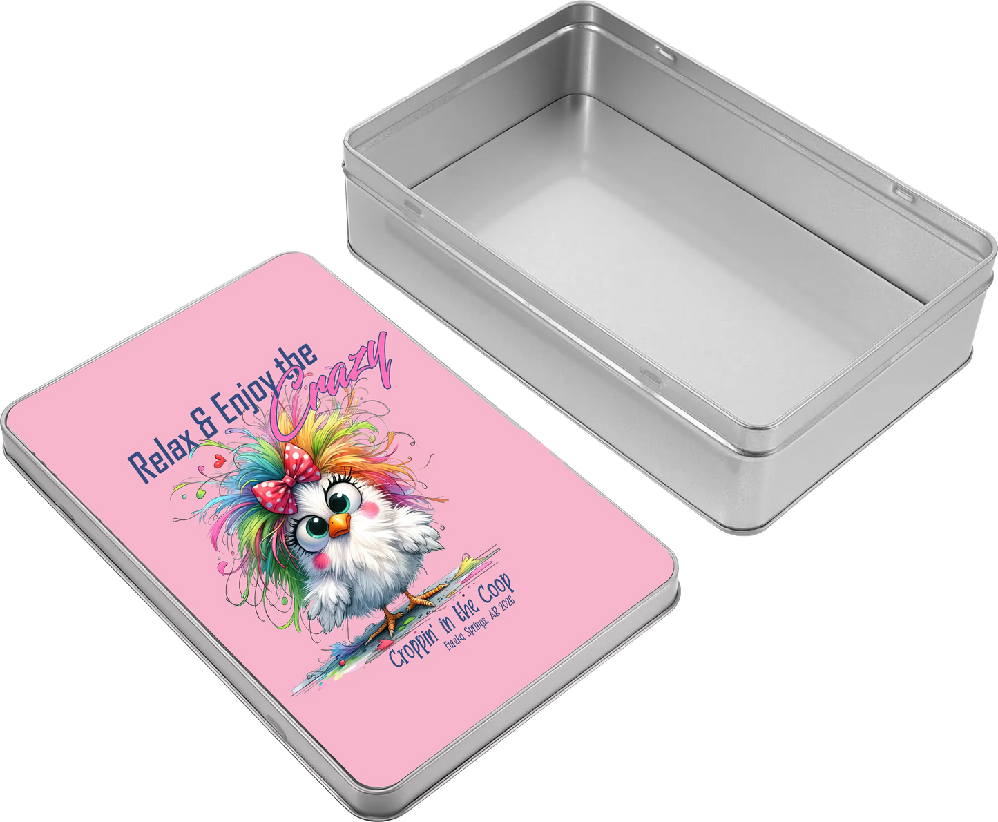 Croppin' in the Coop keepsake tin case