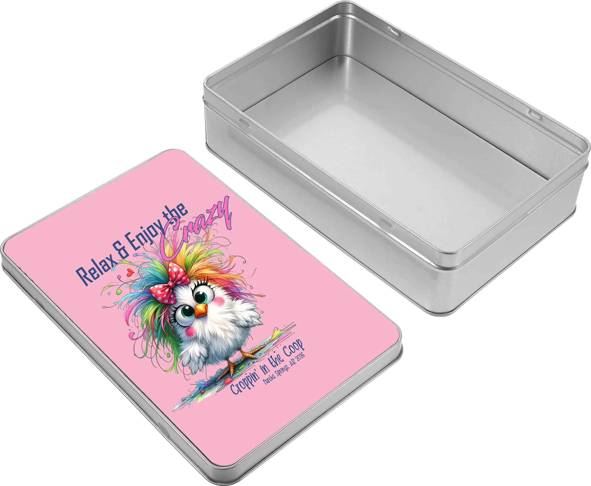 Croppin' in the Coop keepsake tin case