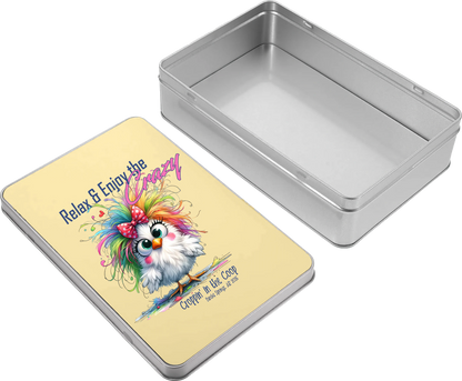 Croppin' in the Coop keepsake tin case detail