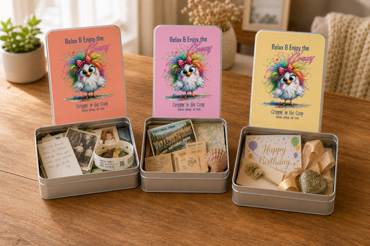 Croppin' in the Coop keepsake tin cases