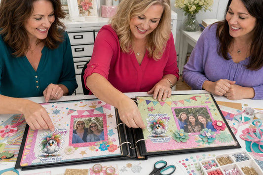 Croppin' in the Coop stickers in a scrapbooking scene