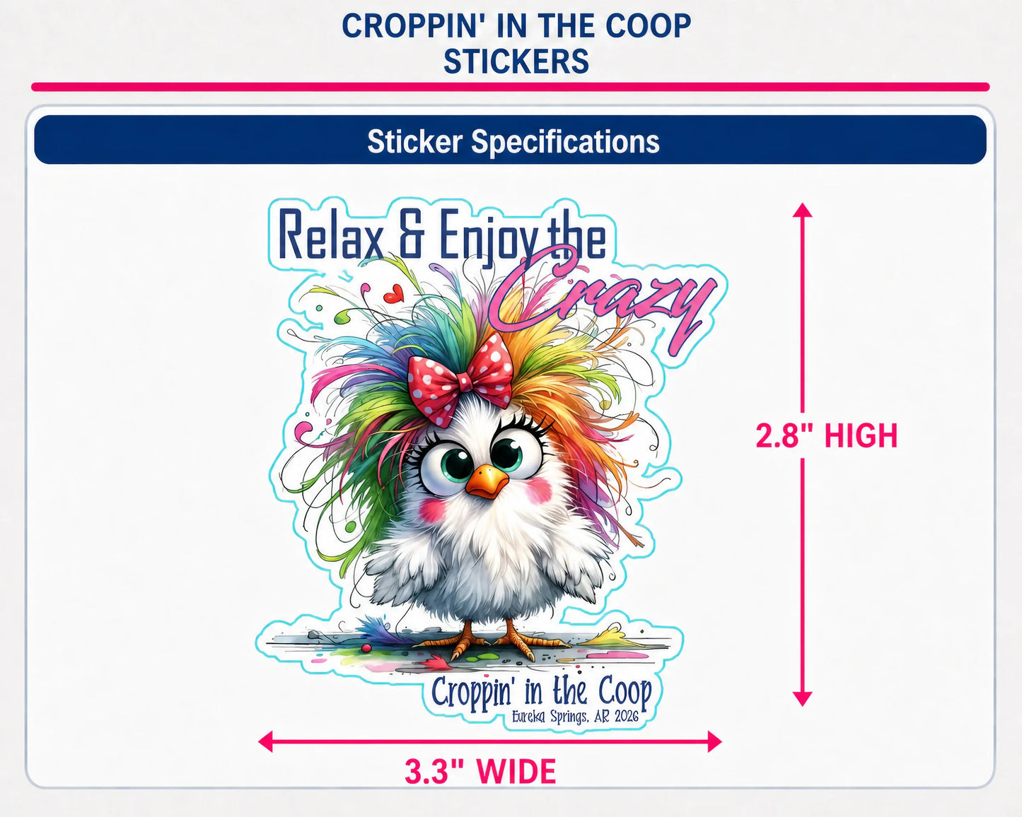 Croppin' in the Coop sticker specifications