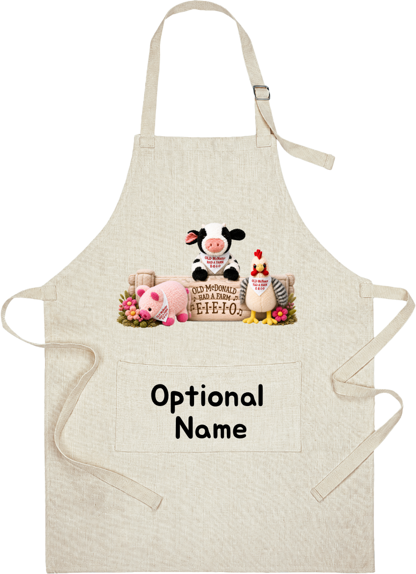 Old McDonald Had A Farm apron with optional personalized pocket name