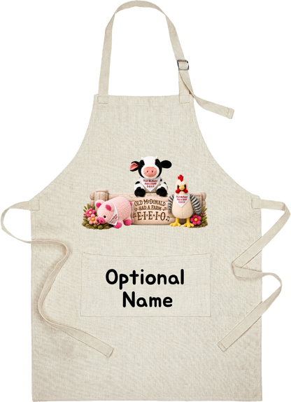 Old McDonald Had A Farm apron with optional personalized pocket name